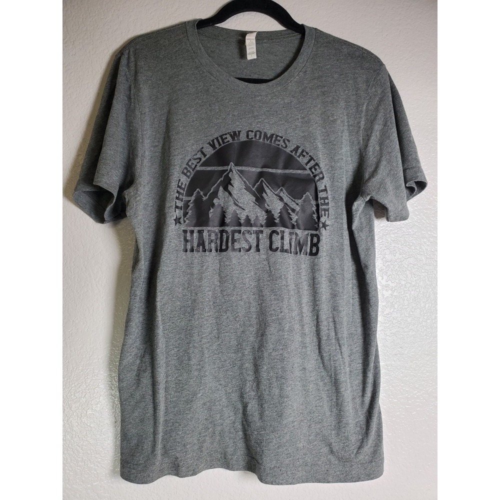 Bella Canvas "The Best View Comes After The Hardest Climb" T-Shirt Gray L Hiking
